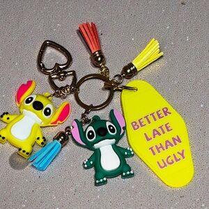 Hand Crafted Stitch Keychain/ Bag Charm / Tassels Combo Gold Hardware